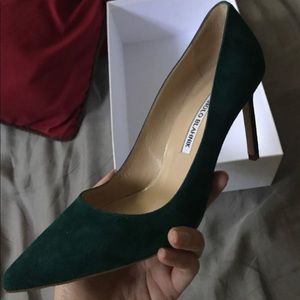 Manolo blahnik green 37.5 heels